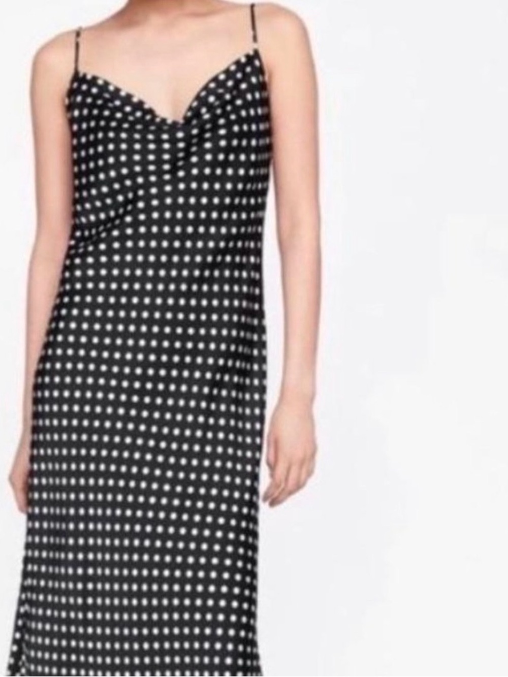 Zara Black Polka Dot Slip Maxi Dress